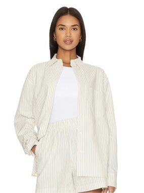 Anine bing logo monogram Braxton shirt cotton poplin stripe  button down 100% C
